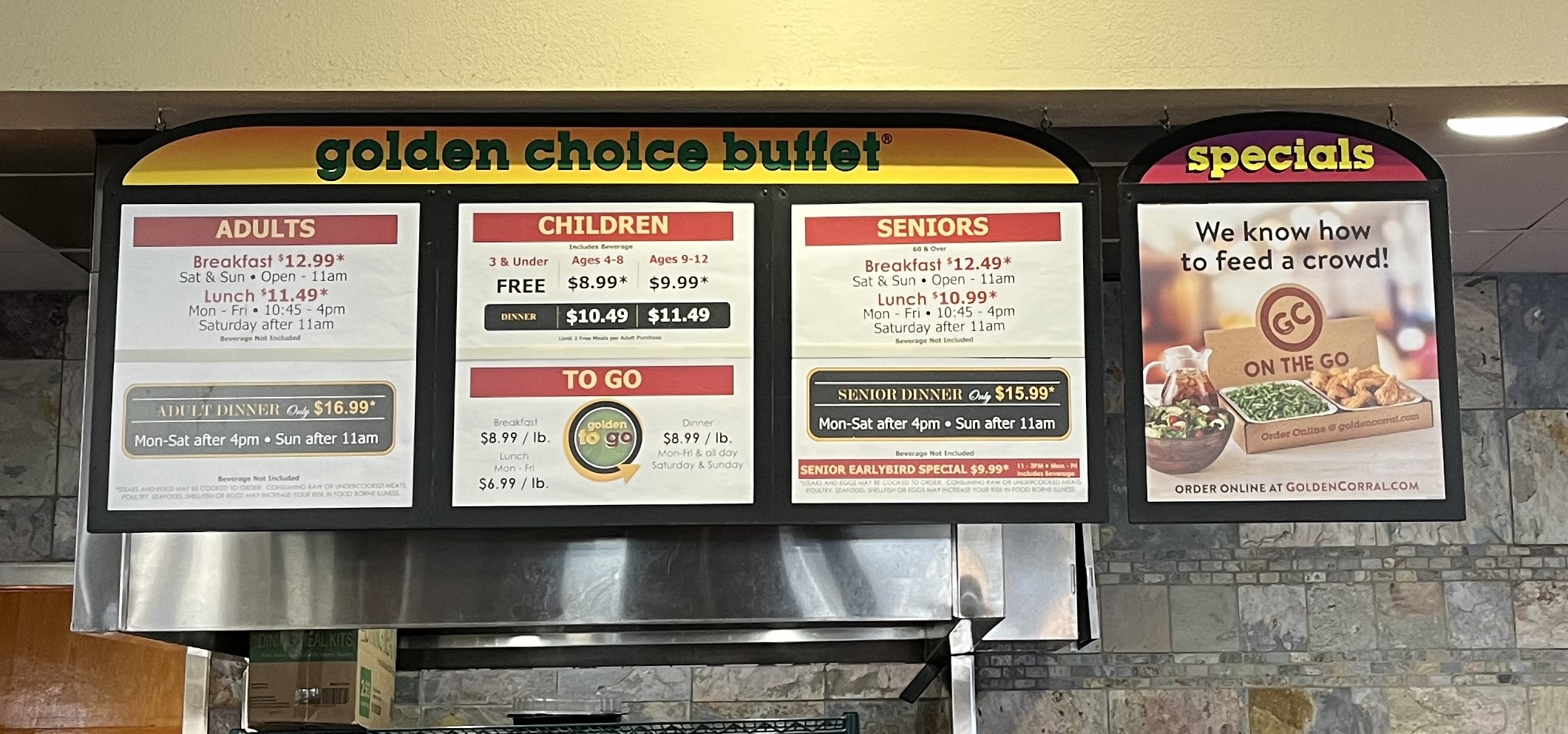 Golden Corral Easter Prices 2025
